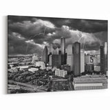 Dramatic Houston Skyline Art – Thunderstorm Black and White Photography