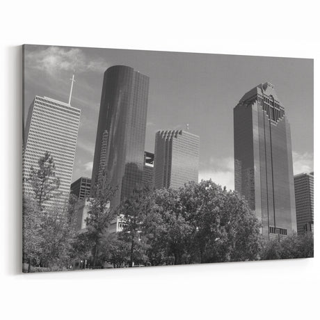 Modern Houston Skyline Art – Black and White Urban Photography Print