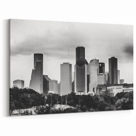 Black and White Houston Skyline Art – Elegant Cityscape Wall Decor