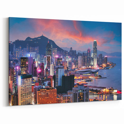 Hong Kong Cityscape Art Prints | Vibrant Skyline | Downtown Canvas