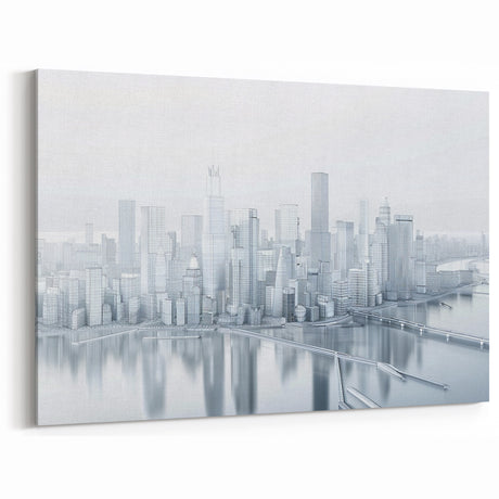 Hong Kong Skyline Art | Minimalist Cityscape | Abstract Architecture Canvas
