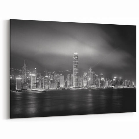 Hong Kong Night Skyline Art | Cityscape Canvas | Downtown Photography
