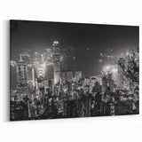 Hong Kong Skyline Photography | Night Cityscape | Downtown Canvas Art