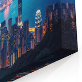 Hong Kong Cityscape Art | Vibrant Skyline | Night Photography Canvas