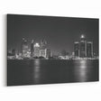 Classic Detroit Skyline Art - Black and White Night Cityscape Print