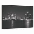 Classic Detroit Skyline Art - Black and White Night Cityscape Print