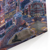 Colorful Denver Skyline Art – Vibrant Cityscape at Dusk Wall Decor