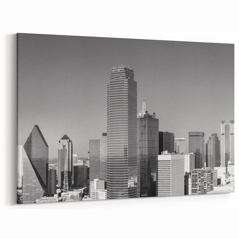 Black and White Dallas Skyline Art - Classic Cityscape Prints for Decor