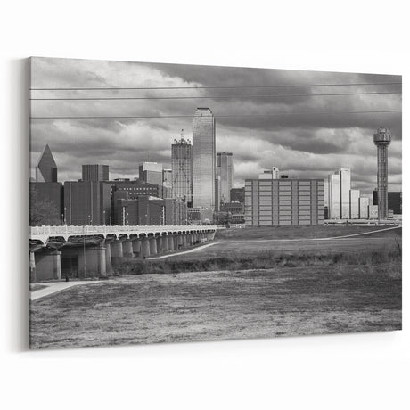 Classic Dallas Skyline in Black & White - Timeless Cityscape Wall Art