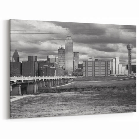 Classic Dallas Skyline in Black & White - Timeless Cityscape Wall Art