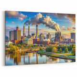 Cleveland Skyline Wall Art - Vibrant Industrial Cityscape Canvas Print
