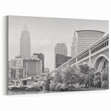 Cleveland Skyline Photography - Black and White Cityscape Art Print