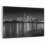 Cleveland Night Skyline Art - Black and White Cityscape Photography