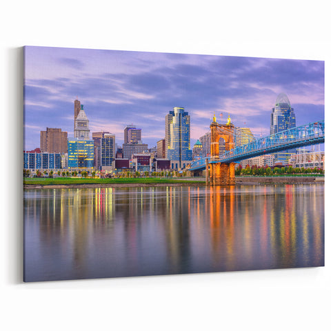 Cincinnati Skyline at Sunset - Vibrant Cityscape Wall Art Print