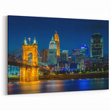 Cincinnati Night Skyline - Illuminated Cityscape Wall Art Print