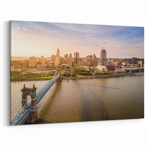 Cincinnati Skyline at Sunrise - Warm Golden Hour Cityscape Wall Art