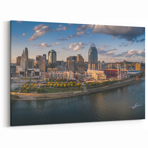 Cincinnati Skyline with Great American Ball Park - Panoramic Wall Art