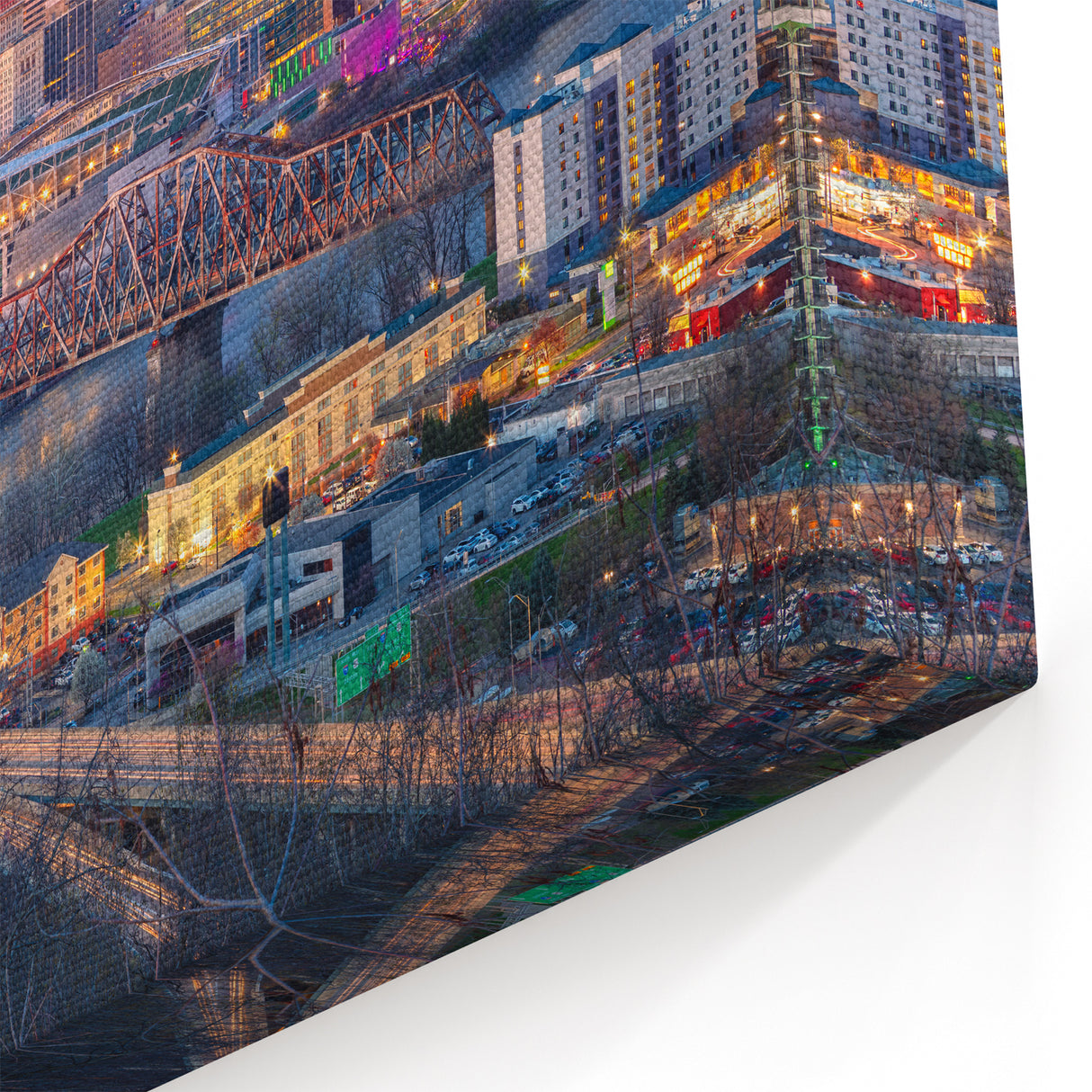 Cincinnati Skyline with Bridges - Vibrant Evening Cityscape Wall Art