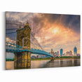 Cincinnati Bridge at Sunset - Dramatic Skyline Cityscape Wall Art