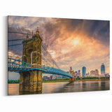 Cincinnati Bridge at Sunset - Dramatic Skyline Cityscape Wall Art