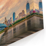 Cincinnati Bridge at Sunset - Dramatic Skyline Cityscape Wall Art