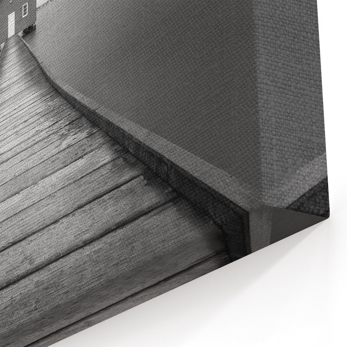 Minimalist Bridge to Boathouse Art - Black and White Canvas Print