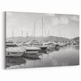 Elegant Black and White Harbor Wall Art - Serene Coastal Nautical Scene