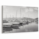 Elegant Black and White Harbor Wall Art - Serene Coastal Nautical Scene