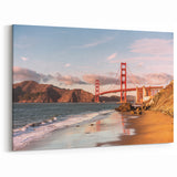Golden Gate Bridge Coastal Art - Warm Sunset Canvas Print