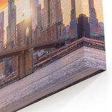 Statue of Liberty and NYC Skyline - Vibrant Sunset Canvas Print