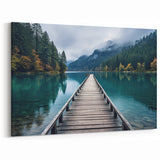Serene Mountain Harbor Wall Art - Tranquil Forest Reflections on the Lake