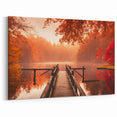 Autumn Serenity Harbor Wall Art - Tranquil Lakeside with Fall Foliage