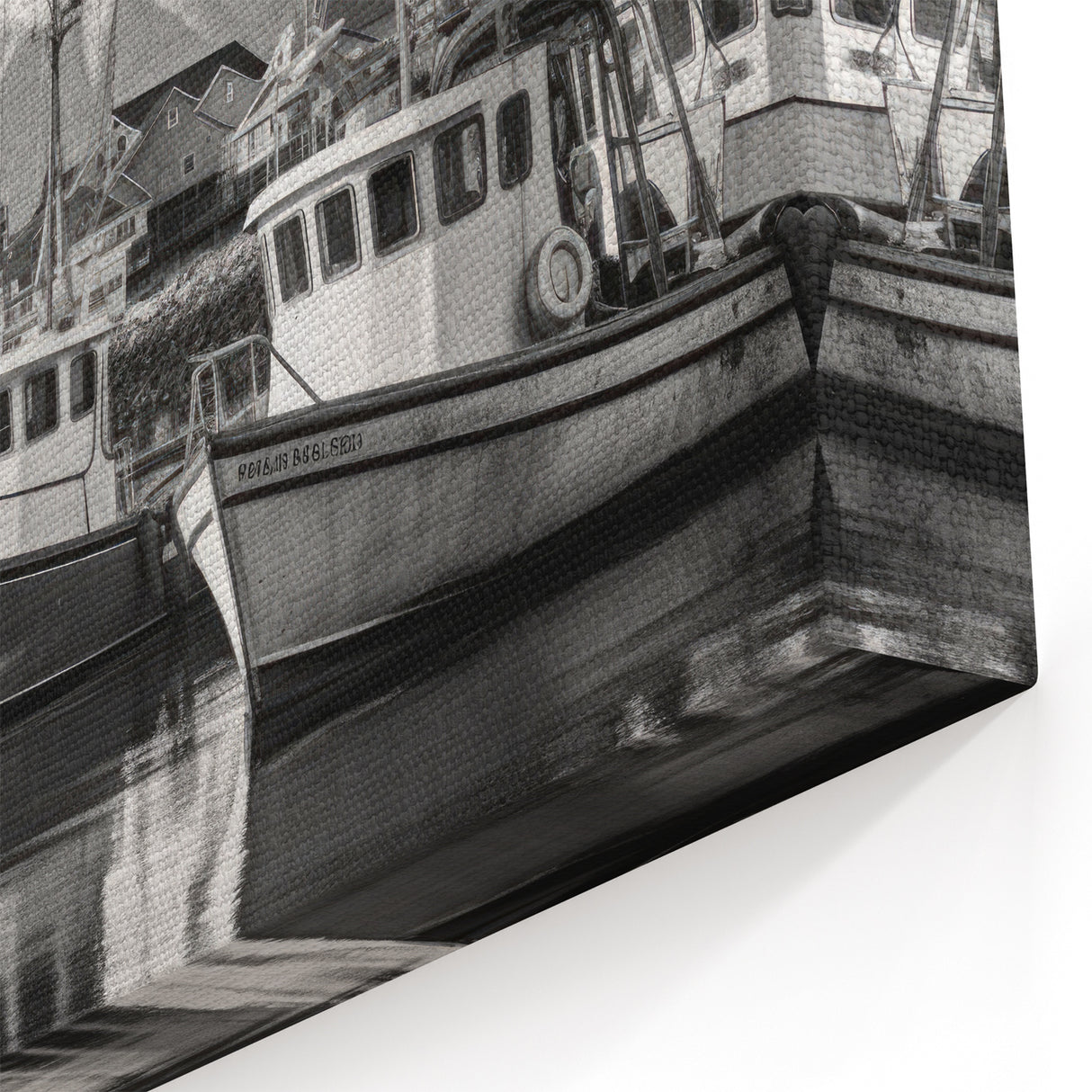 Timeless Black and White Harbor Wall Art - Majestic Mountain Scenery