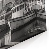 Timeless Black and White Harbor Wall Art - Majestic Mountain Scenery