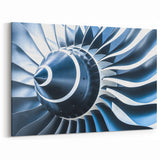 Modern Aviation Art: Close-Up of Jet Engine Fan Blade on Canvas Print