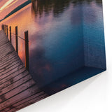 Fiery Sunset Harbor Wall Art - Stunning Lakeside View with Vibrant Skies