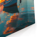 Sunset Harbor Wall Art - Vibrant Boats and Fiery Skies on Calm Waters