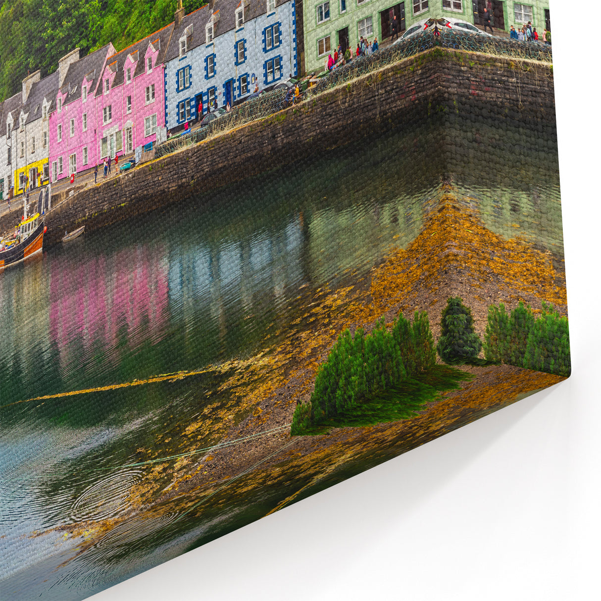 Colorful Harbor Village Wall Art - Vibrant Coastal Scene with Charming Houses
