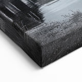 Monochrome Coastal Harbor Wall Art - Tranquil Scene with Blue Boat