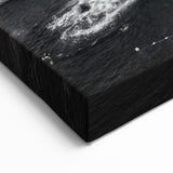 Monochrome Coastal Village Wall Art - Dramatic Cliffside Harbor Scene