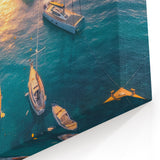 Golden Sunset Harbor Art – Nautical Coastal Canvas