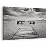 Dramatic Rainy Pier Harbor Art – Black and White Coastal Photography