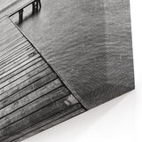 Dramatic Rainy Pier Harbor Art – Black and White Coastal Photography