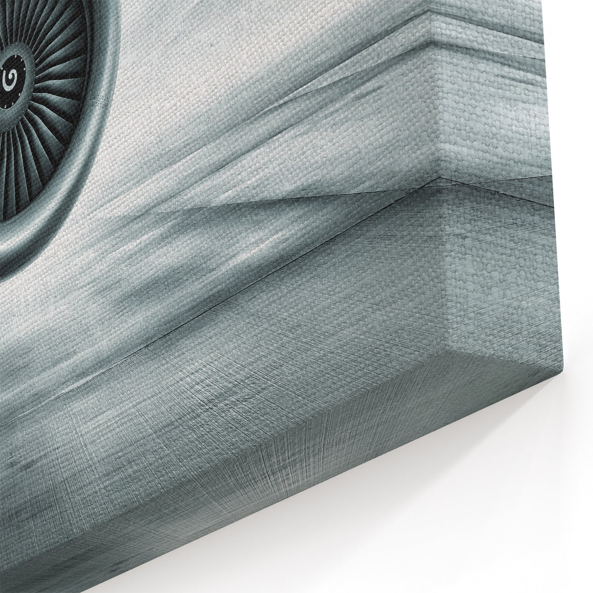 Modern Aviation Art: Jet Engine Close-Up in Sleek Monochrome Canvas Print