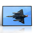 Modern Aviation Art: Fighter Jet in Flight Against Blue Sky Canvas Print