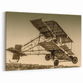 Vintage Aircraft Art: Early Biplane in Sepia Tone Canvas Print
