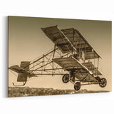 Vintage Aircraft Art: Early Biplane in Sepia Tone Canvas Print
