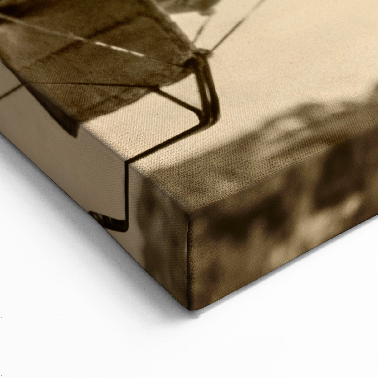 Vintage Aircraft Art: Early Biplane in Sepia Tone Canvas Print