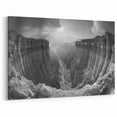 Black & White Canyon Wall Art - Abstract Scenic Canyon Art for Home Decor
