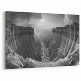 Black & White Canyon Wall Art - Abstract Scenic Canyon Art for Home Decor